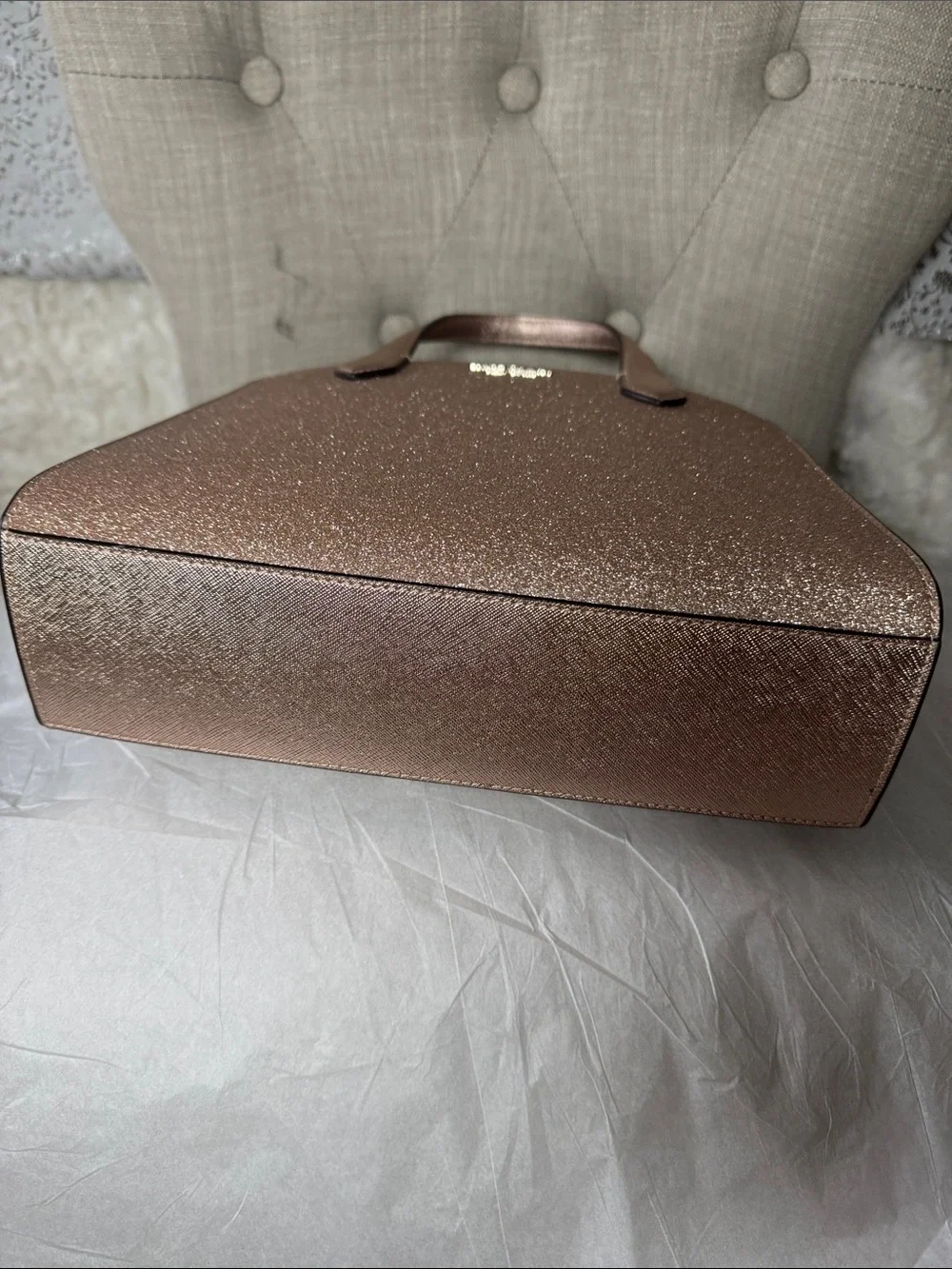 kate spade Rose Gold Glitter Satchel with Matching Wristlet